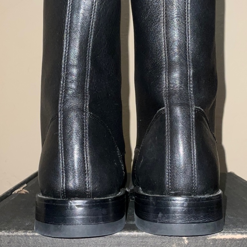 Frye Natalie Women's Black Leather Lace-Up Combat Boots - Picture 8 of 11